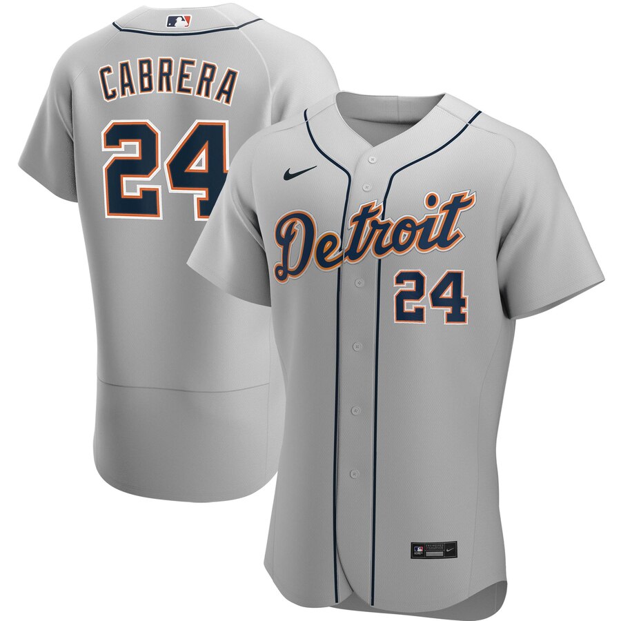 Detroit Tigers 24 Miguel Cabrera Men Nike Gray Road 2020 Authentic Player MLB Jersey